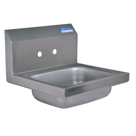 Bk Resources Hand Sink Stainless Steel, 2 Holes, 1-7/8" Drain, 14 in x10 in x5 in BKHS-W-1410